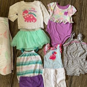 12 mos baby girl outfit bundle & blanket